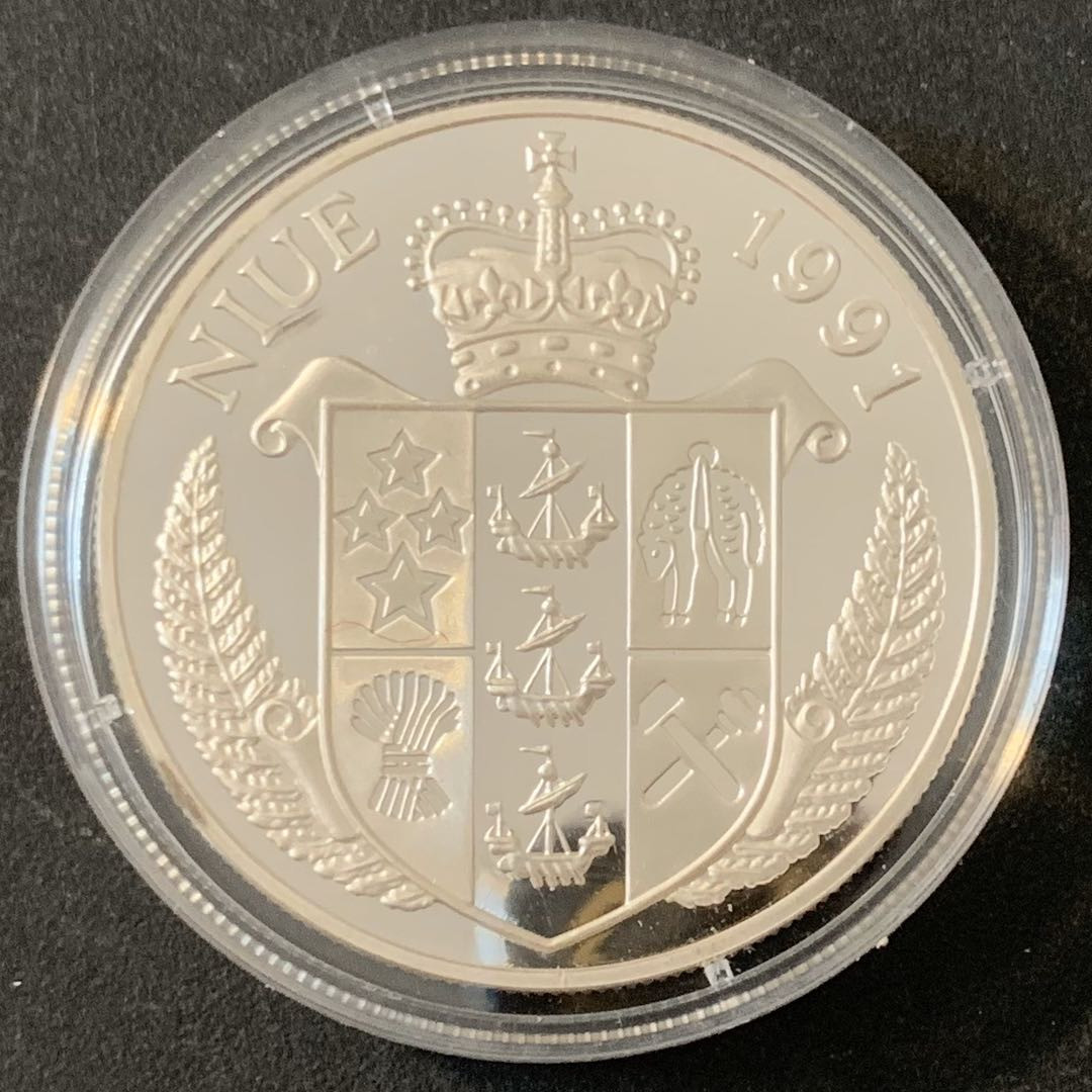 紫瑗钱币—微拍第49期  纽埃 1991年 94年美国世界杯 10元 31.53克 0.999银 精制