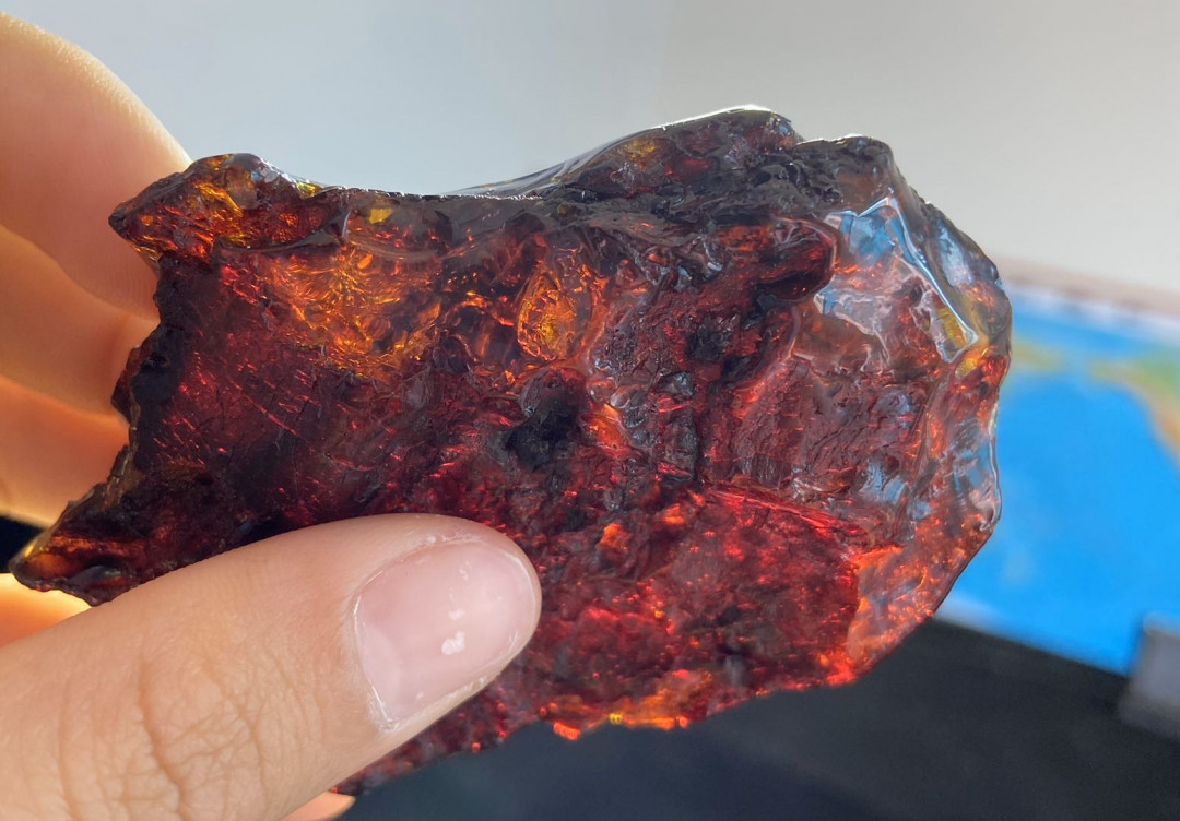 多米尼加蓝珀-缅甸琥珀 多米尼加蓝珀红皮料