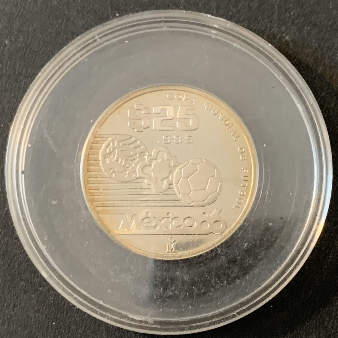 紫瑗钱币—微拍第49期  墨西哥 1985年 86墨西哥世界杯 25比索 8.4克 0.925银 精制