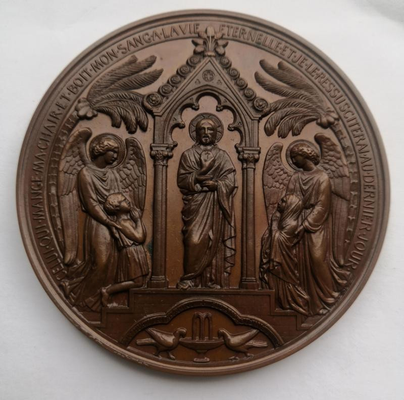 欧洲古典章拍卖（第36场） 1864年法国宗教洗礼铜章