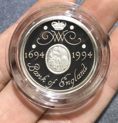 【随心拍&GetCoins】现代钱币拍卖第四十七期 英国1994年2镑加厚精制银币Proof原盒证 英格兰银行400周年