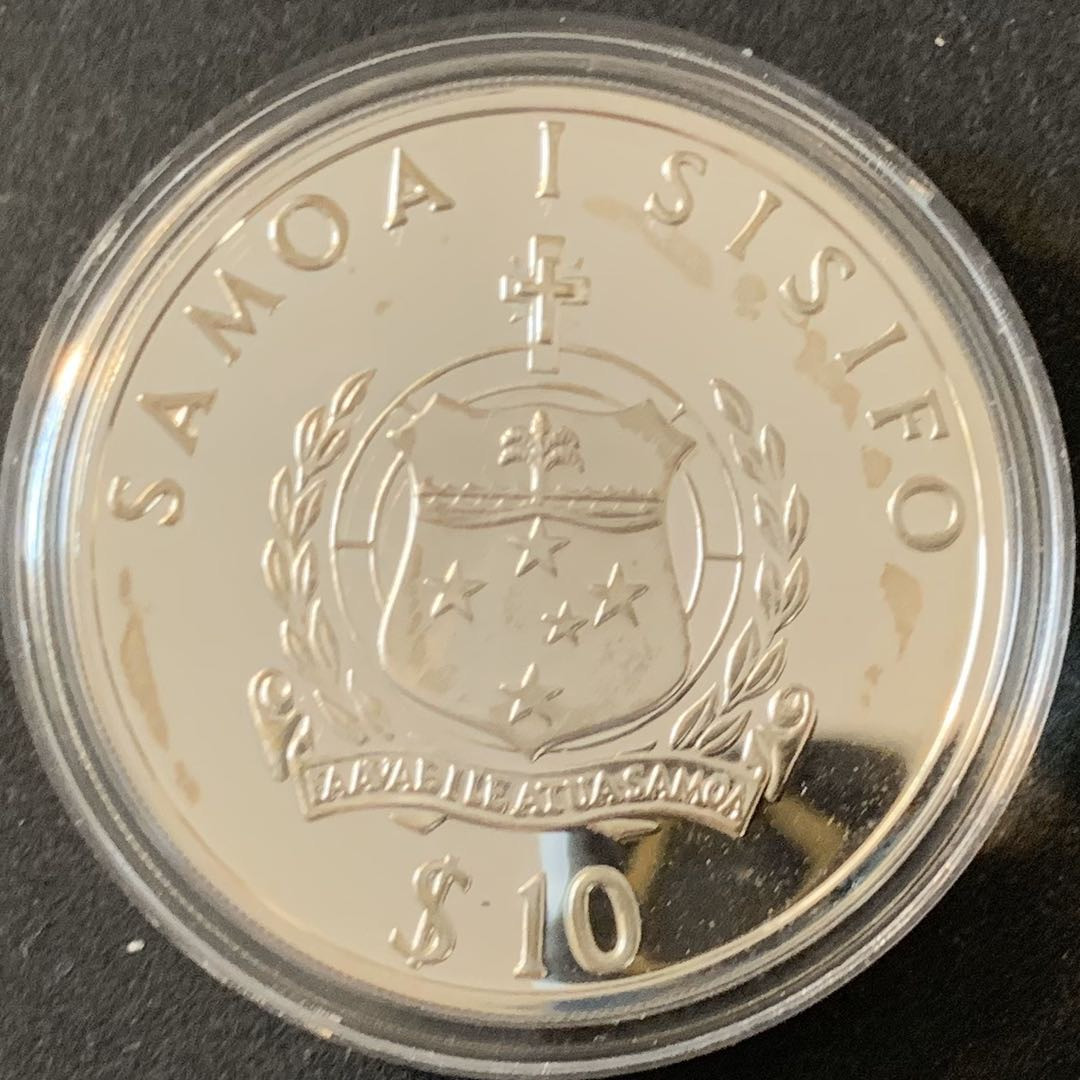 紫瑗钱币—微拍第49期  萨摩亚 1993年 96亚特兰大奥运会 鞍马 10元 31.47克 0.925银 精制