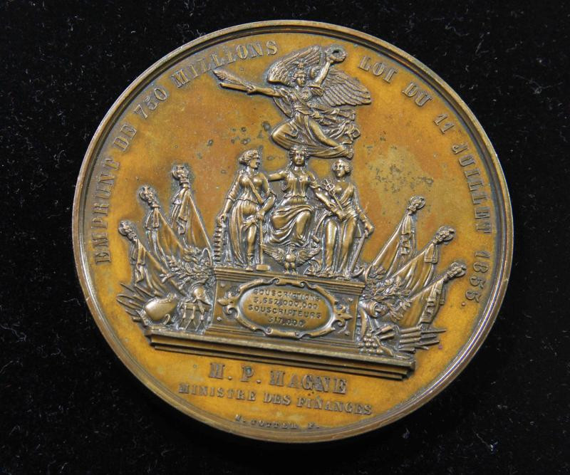欧洲古典章拍卖（第36场） 1855年法兰西第二帝国战争贷款7.5亿元铜章