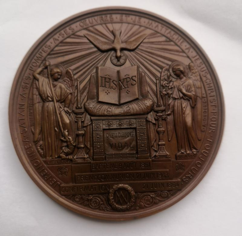 欧洲古典章拍卖（第36场） 1864年法国宗教洗礼铜章