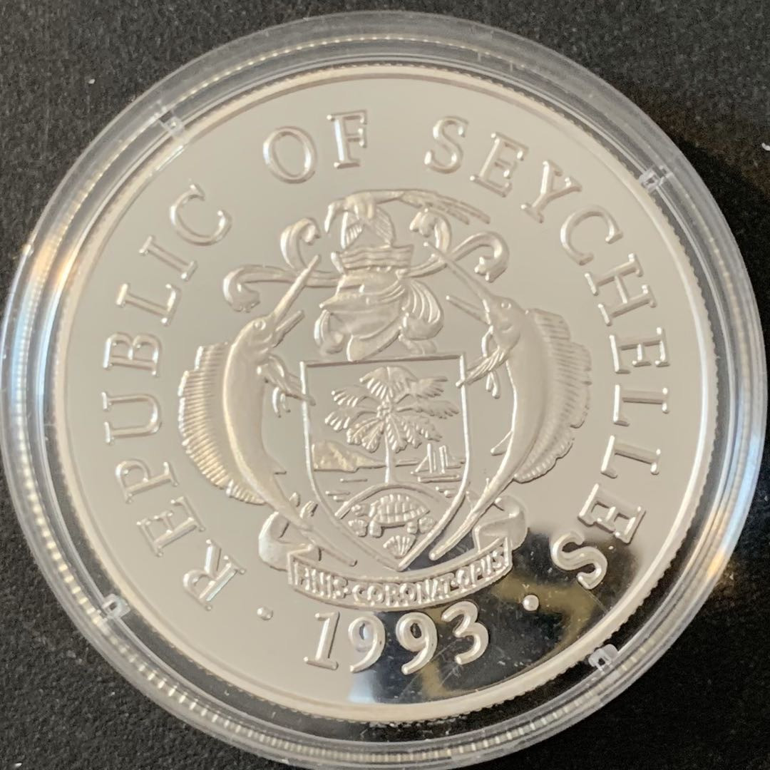紫瑗钱币—微拍第49期  塞舌尔 1993年 92巴塞罗那奥运会 体操 25卢比 31.46克 0.925银 精制