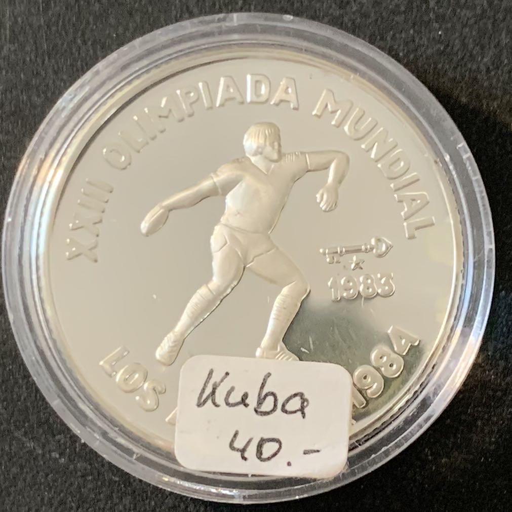 紫瑗钱币—微拍第49期  古巴 1983年 84洛杉矶奥运会 铁饼 5比索 12克 0.999银 精制