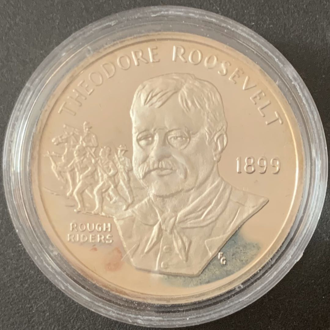 紫瑗钱币—微拍第49期  美国 1986年 西奥多 罗斯福 银章 28.35克 0.925银 精制