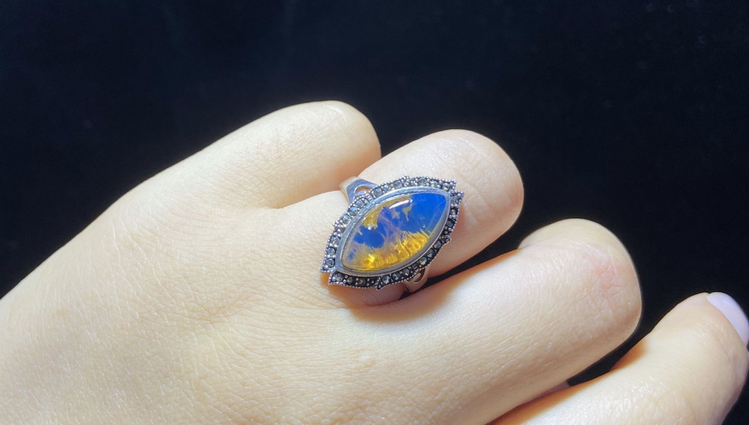 多米尼加蓝珀-缅甸琥珀 多米尼加蓝珀女戒