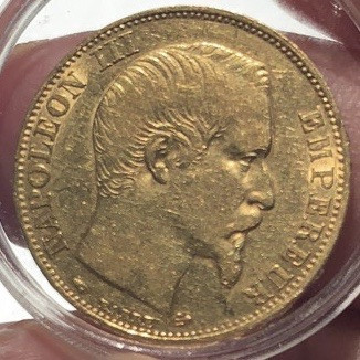 紫瑗钱币—微拍第49期  法国 1853年 拿破仑 20法郎 6.45克 0.9金