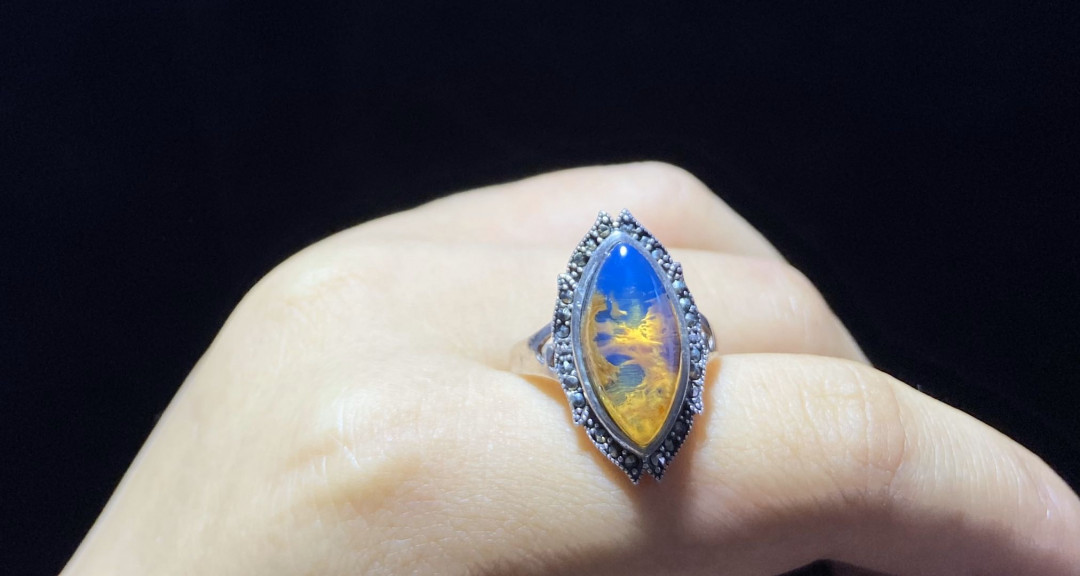 多米尼加蓝珀-缅甸琥珀 多米尼加蓝珀女戒