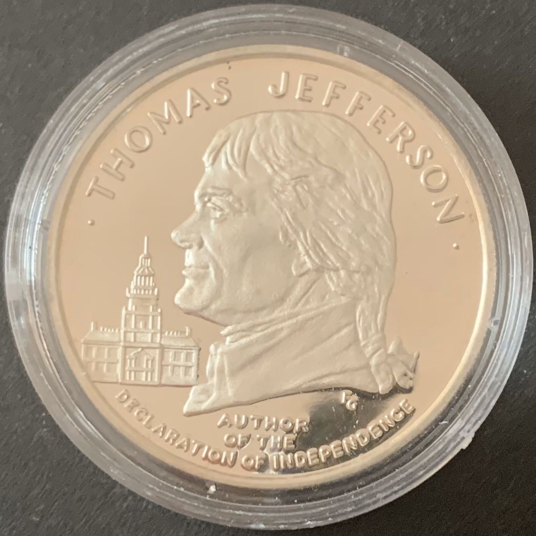 紫瑗钱币—微拍第49期  美国 1986年 托马斯 杰弗逊 银章 28.35克 0.925银 精制