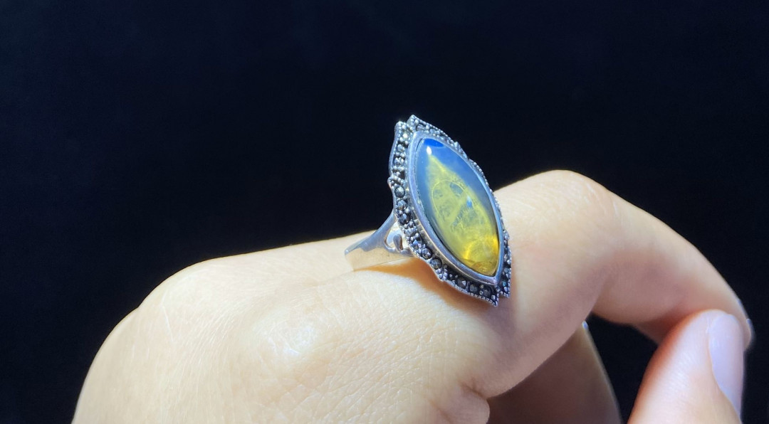 多米尼加蓝珀-缅甸琥珀 多米尼加蓝珀女戒