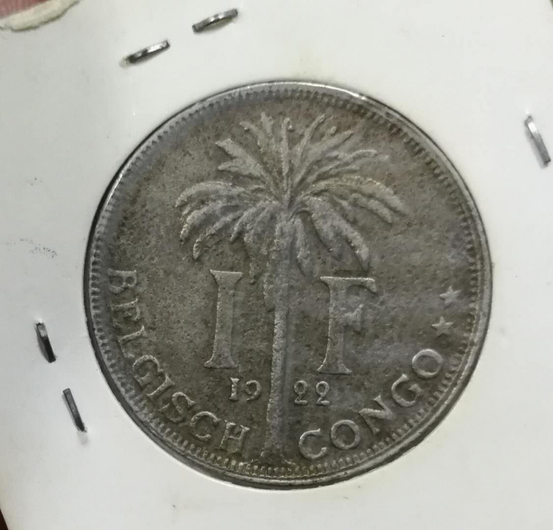 北京马甸外币专卖拍卖第三期，非贵金属硬币专场，陆续上新欢迎关注 1922年比属刚果1F，品相如图