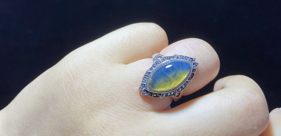 多米尼加蓝珀-缅甸琥珀 多米尼加蓝珀女戒