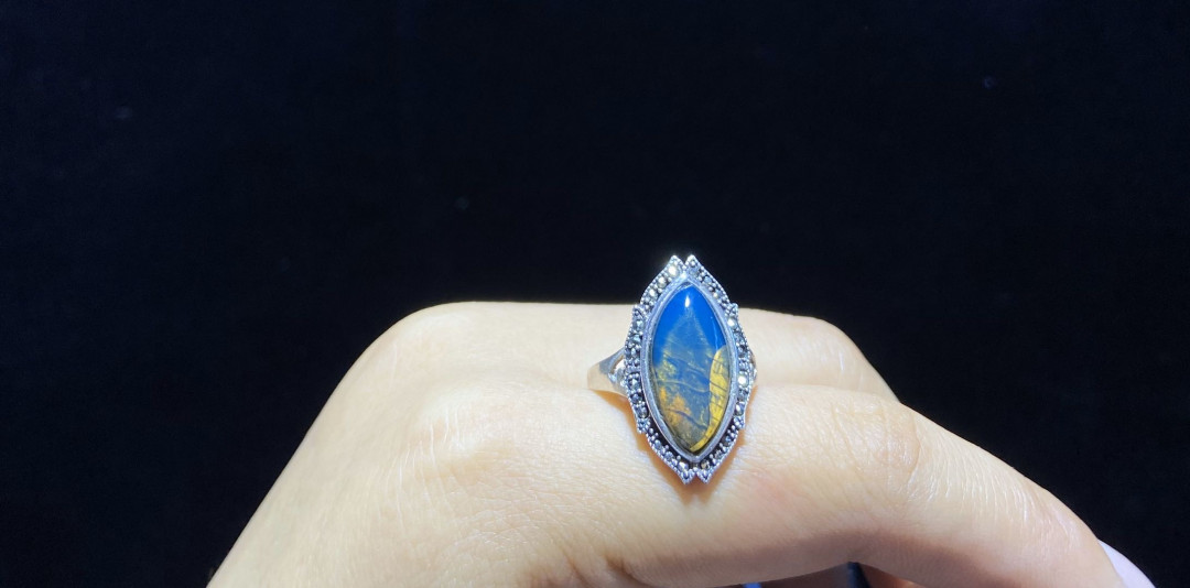 多米尼加蓝珀-缅甸琥珀 多米尼加蓝珀女戒