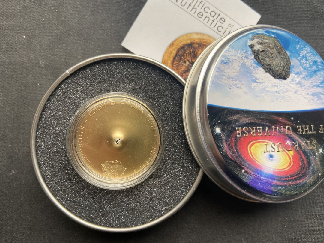 【币观天下】第104期钱币拍卖 库克2017年2新西兰元，“天外来客”马里蒂姆切尔盖茨 陨石实体镶嵌，高浮雕镀金仿古，冲击(斗笠)异形镂空，彩色个性化精制银币