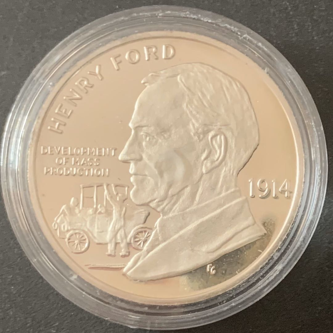 紫瑗钱币—微拍第49期  美国 1986年 亨利 福特 银章 28.35克 0.925银 精制