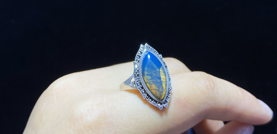 多米尼加蓝珀-缅甸琥珀 多米尼加蓝珀女戒