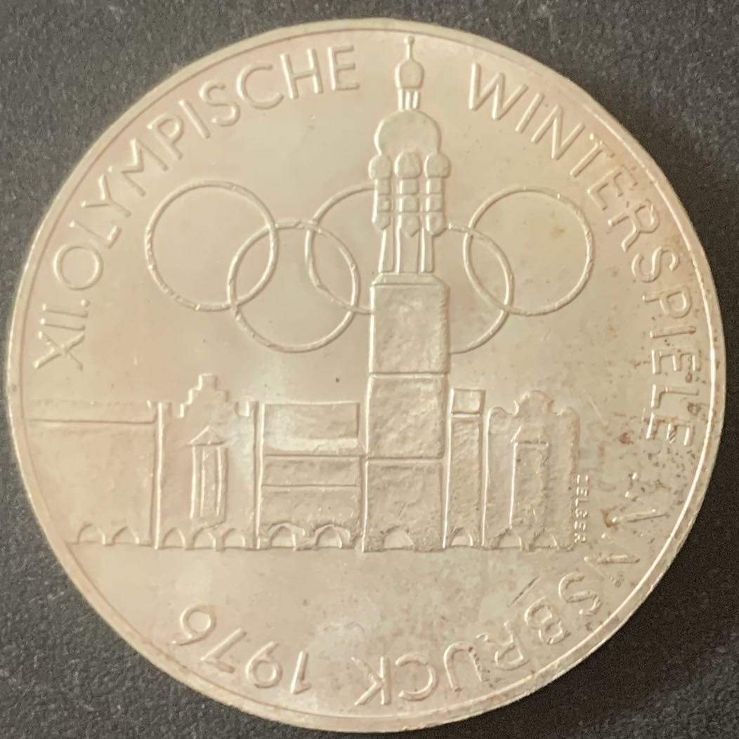 紫瑗钱币—微拍第49期  奥地利 1976年 因斯布鲁克冬奥运 主会场 100先令 24克 0.64银