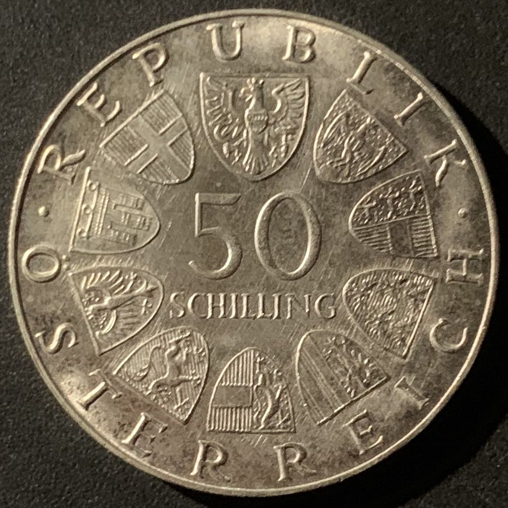 紫瑗钱币—微拍第50期  奥地利 1972年 农业研究所成立100周年纪念  50先令 20克 0.9银