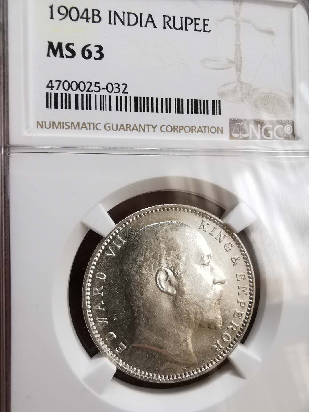 凡希社世界钱币微拍第一百十六期 1904B英属印度爱七卢比NGC-MS63