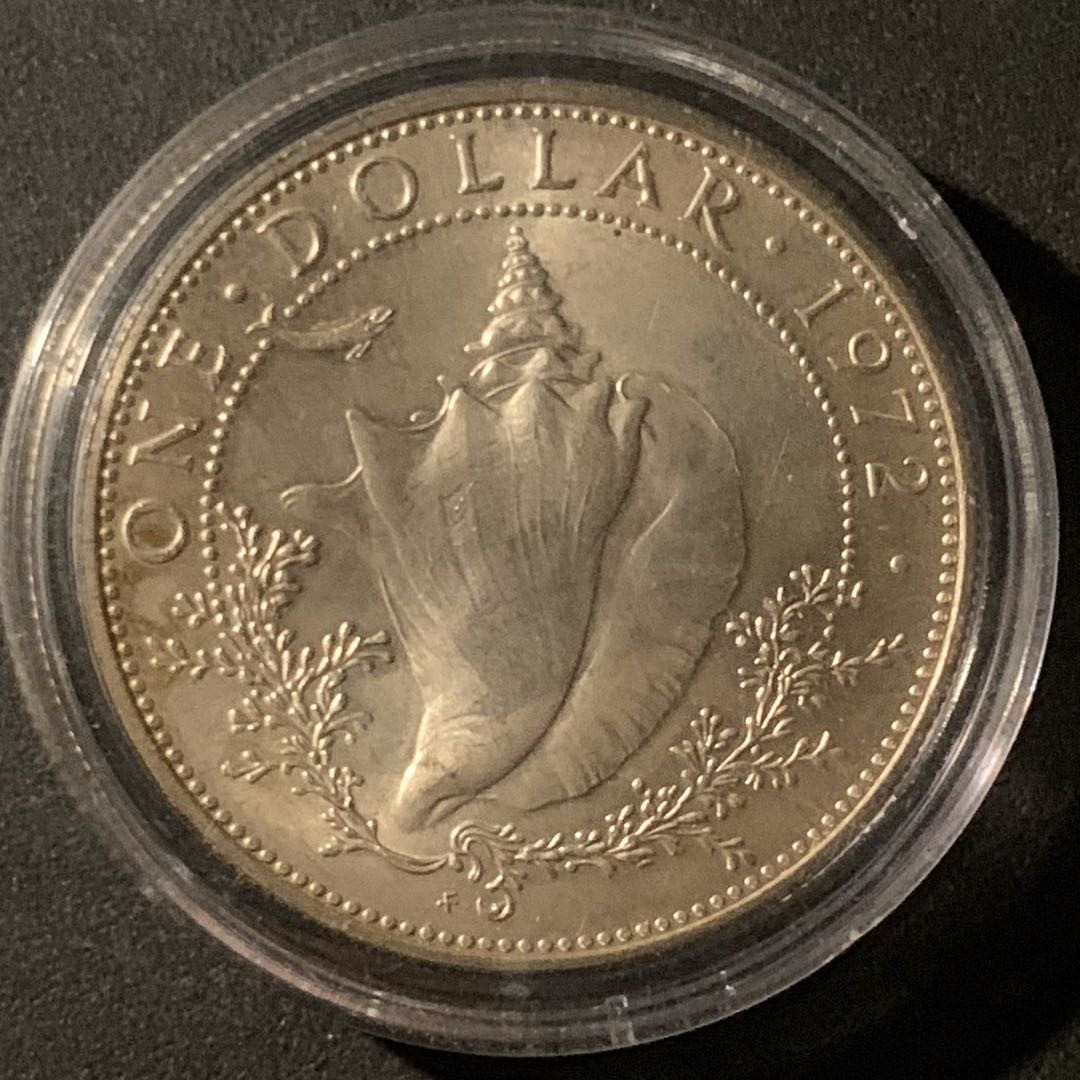 紫瑗钱币—微拍第50期  巴哈马 1972年 伊丽莎白二世 海螺 1元 18.14克 0.8银