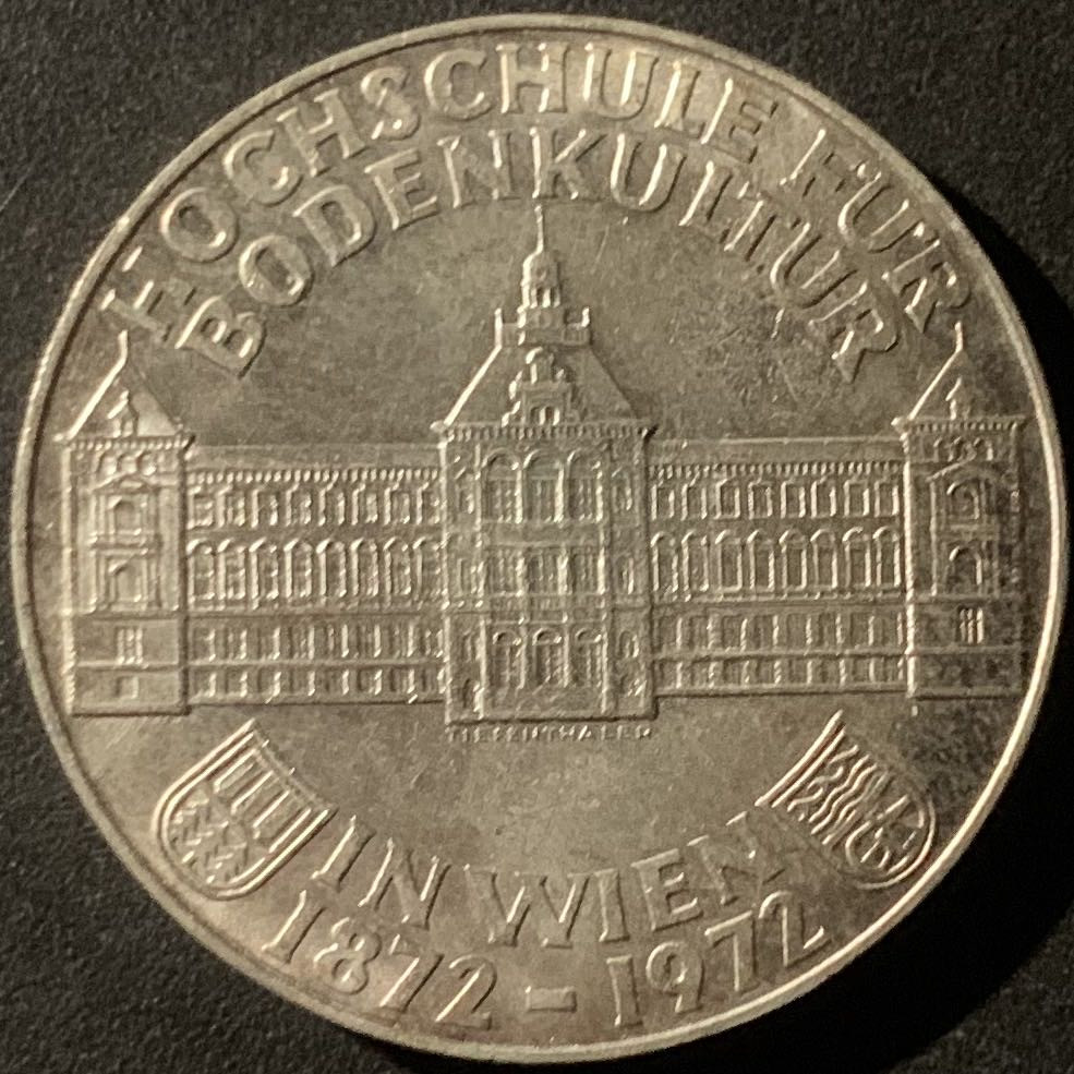 紫瑗钱币—微拍第50期  奥地利 1972年 农业研究所成立100周年纪念  50先令 20克 0.9银