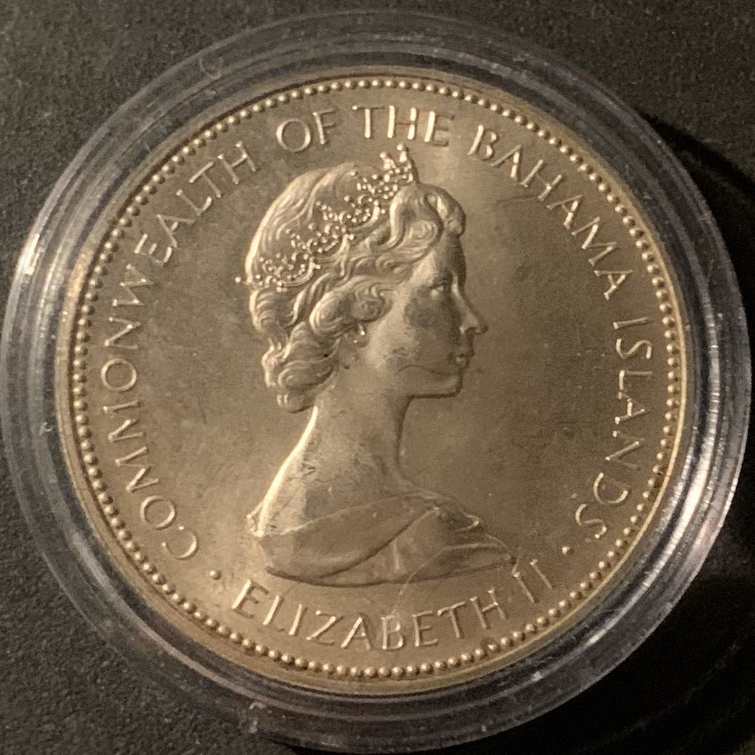 紫瑗钱币—微拍第50期  巴哈马 1972年 伊丽莎白二世 海螺 1元 18.14克 0.8银