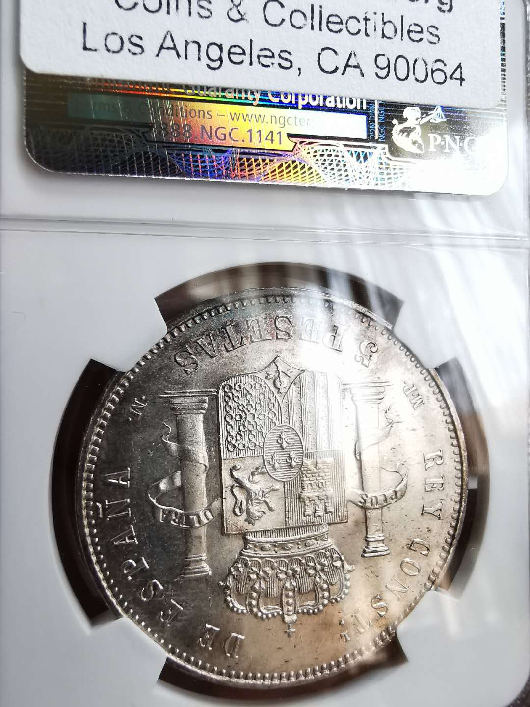 凡希社世界钱币微拍第一百十六期 荐！1888西班牙婴孩头像5P大银NGC-MS63