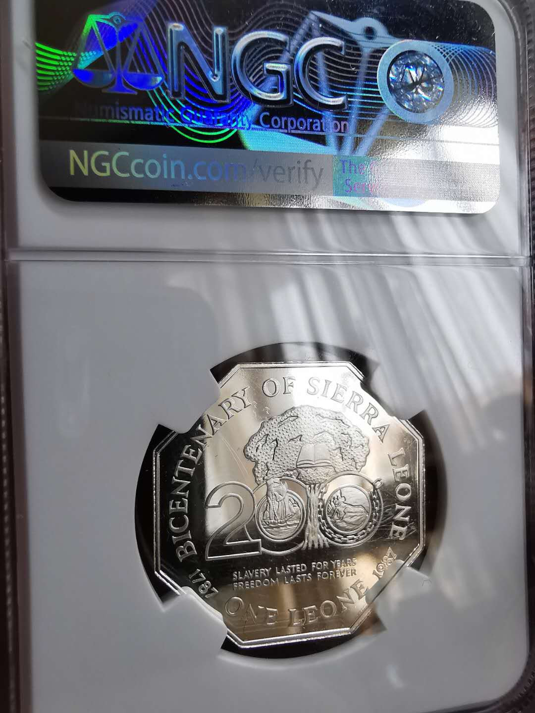 凡希社世界钱币微拍第一百十六期 1987塞拉利昂弗里敦200年建成纪念银币NGC-PF68UC