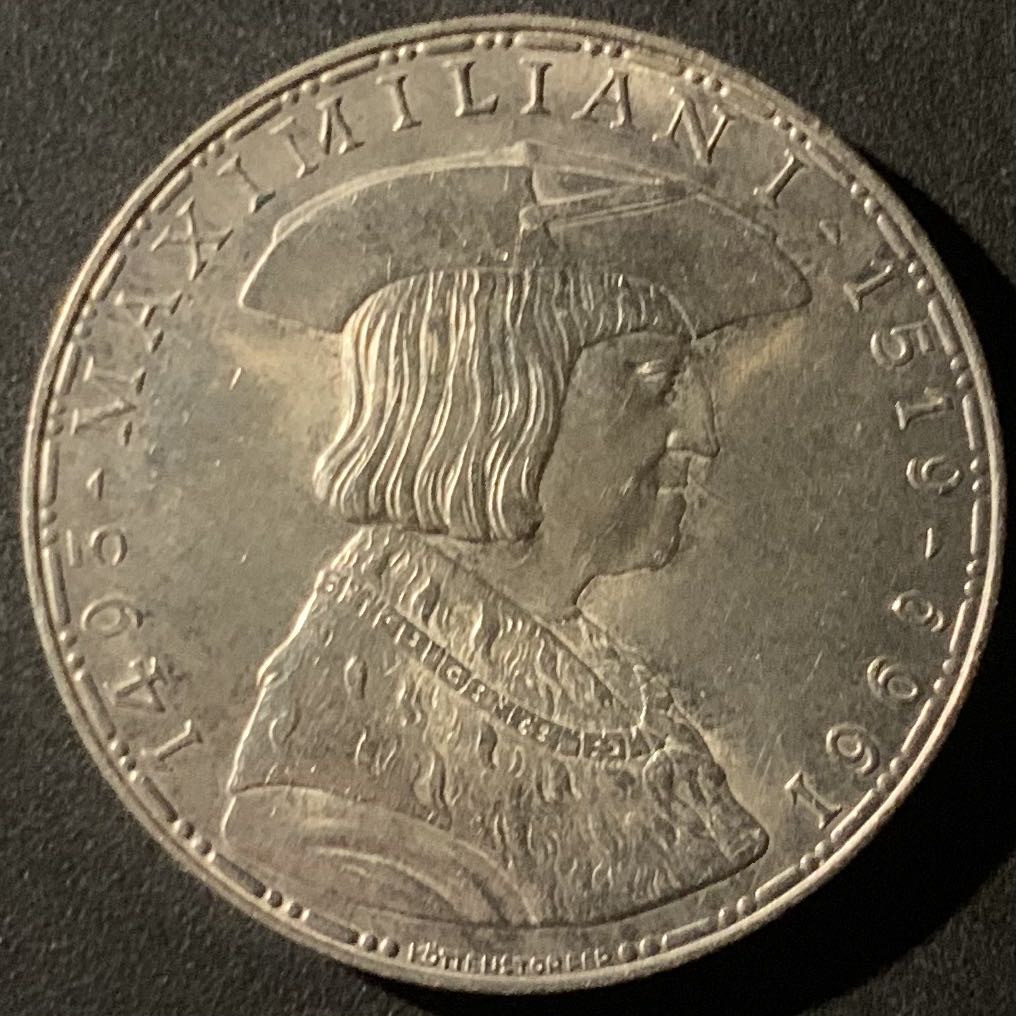 紫瑗钱币—微拍第50期  奥地利 1969年 马克西米安诞辰450周年 50先令 20克 0.9银