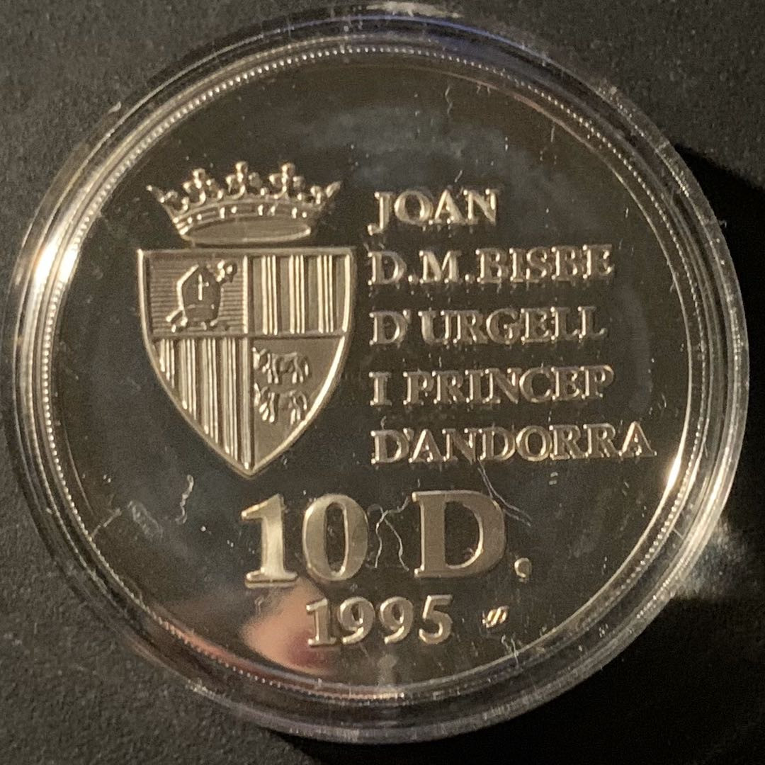 紫瑗钱币—微拍第50期  安道尔 1995年 野生动物 狼 10第纳尔 31.47克 0.925银 精制