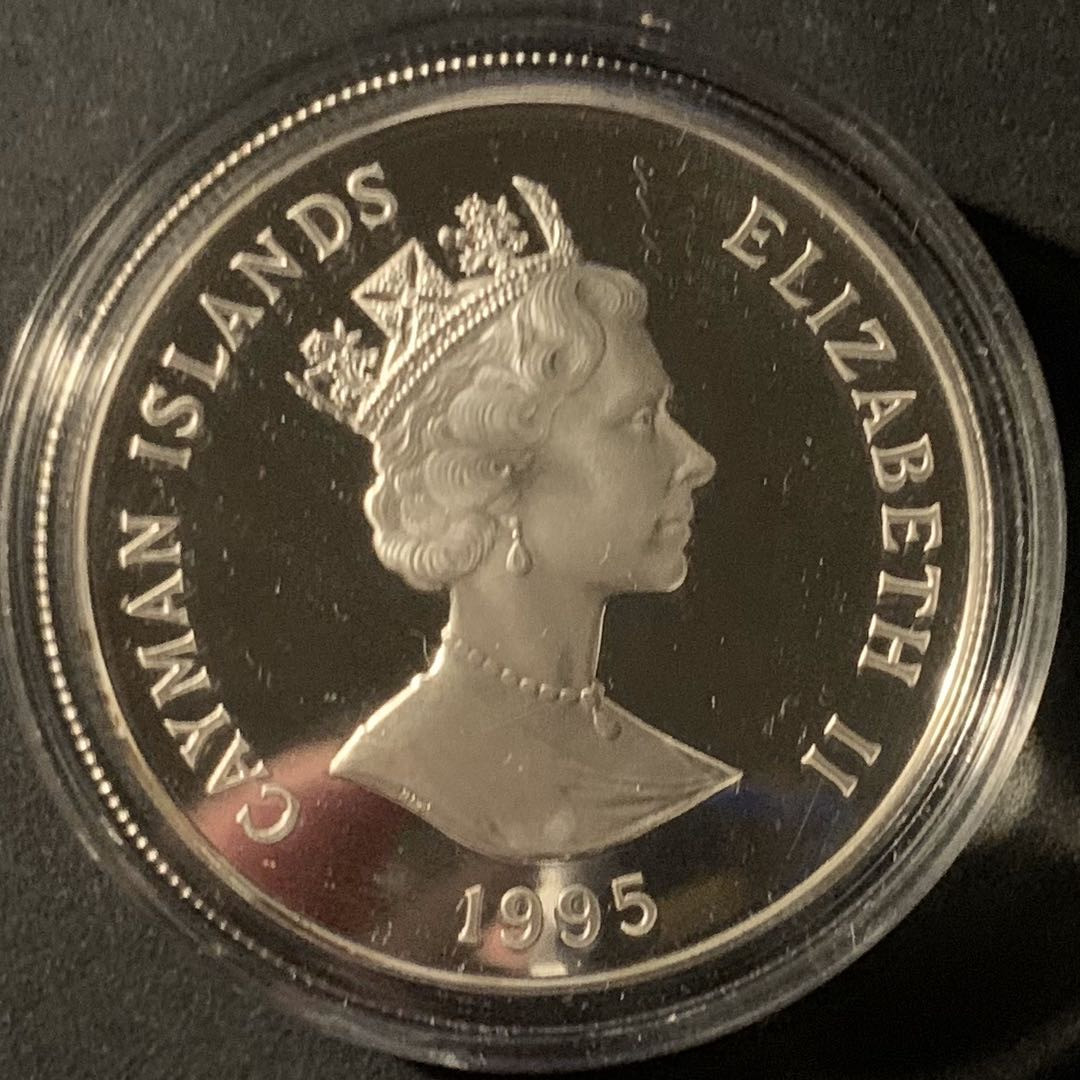 紫瑗钱币—微拍第50期  开曼群岛 1995年 世界濒危野生动物 美洲大蜥蜴 1元 28.28克 0.925银 精制