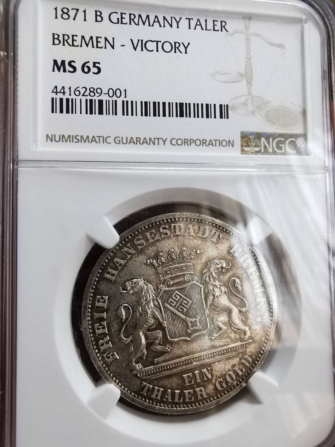 凡希社世界钱币微拍第一百十六期 荐！1871不来梅胜利泰勒NGC-MS65高分收藏级！