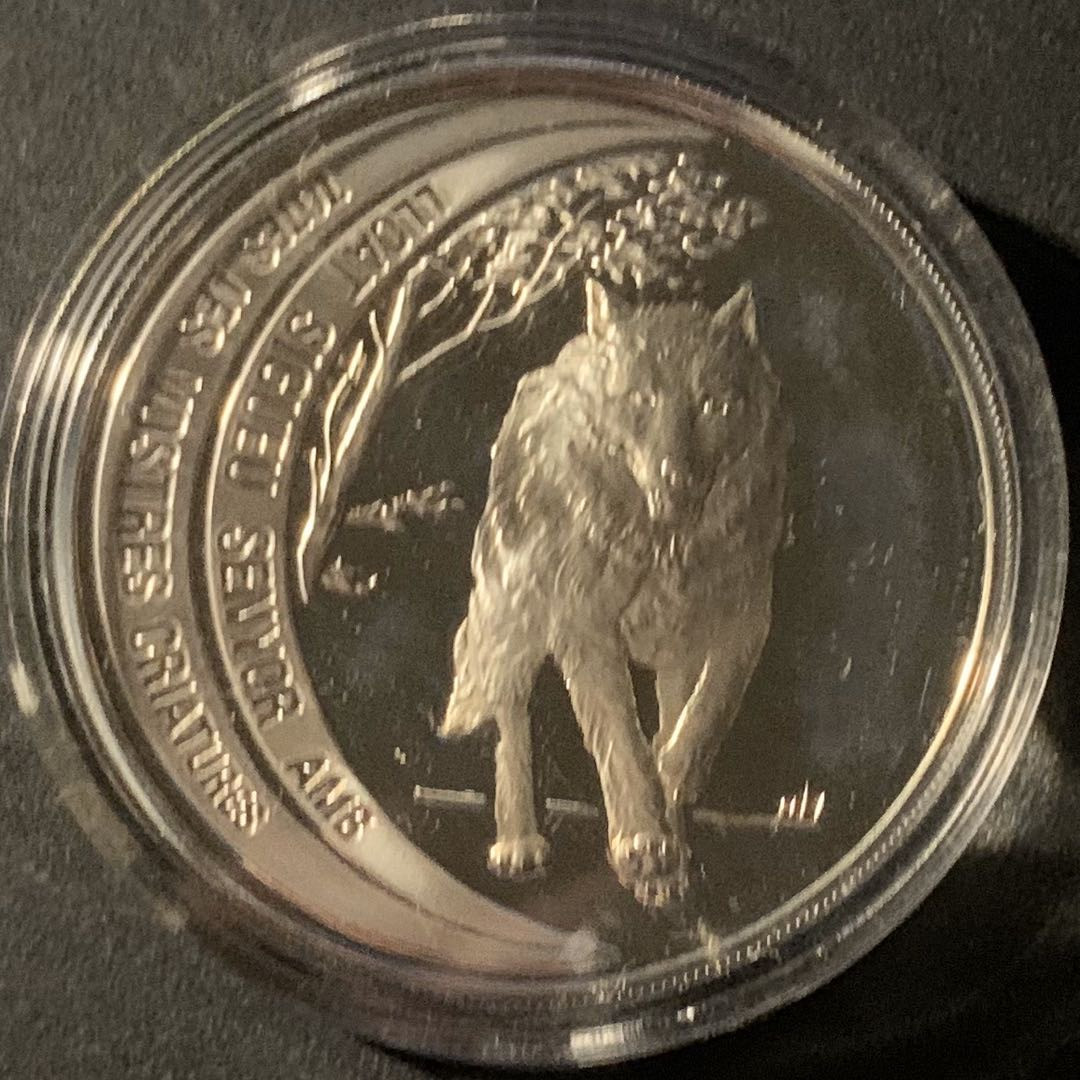 紫瑗钱币—微拍第50期  安道尔 1995年 野生动物 狼 10第纳尔 31.47克 0.925银 精制