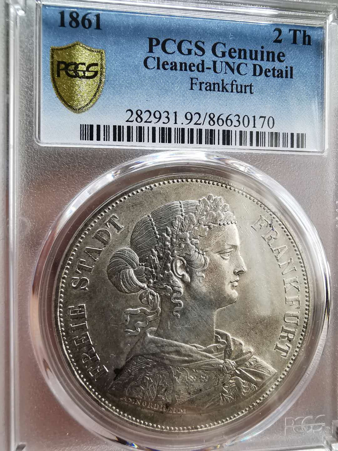 凡希社世界钱币微拍第一百十六期 1861法兰克福少女2泰勒PCGS-UNCD