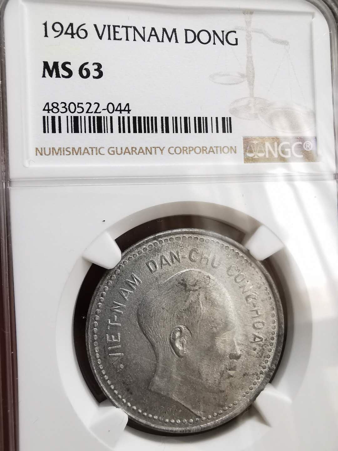 凡希社世界钱币微拍第一百十六期 1946北越胡志明一盾 NGC-MS63稀少品相！