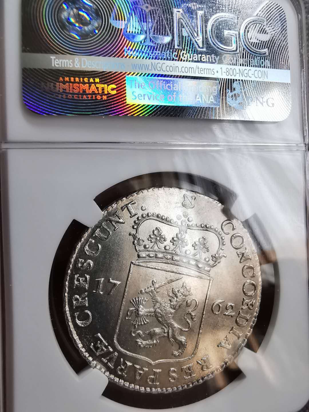 凡希社世界钱币微拍第一百十六期 稀！1762乌特勒支1/2盾NGC-MS64收藏级