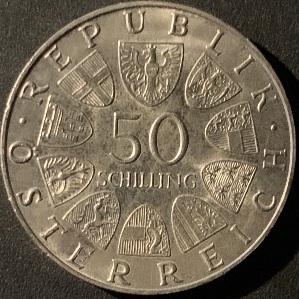 紫瑗钱币—微拍第50期  奥地利 1969年 马克西米安诞辰450周年 50先令 20克 0.9银