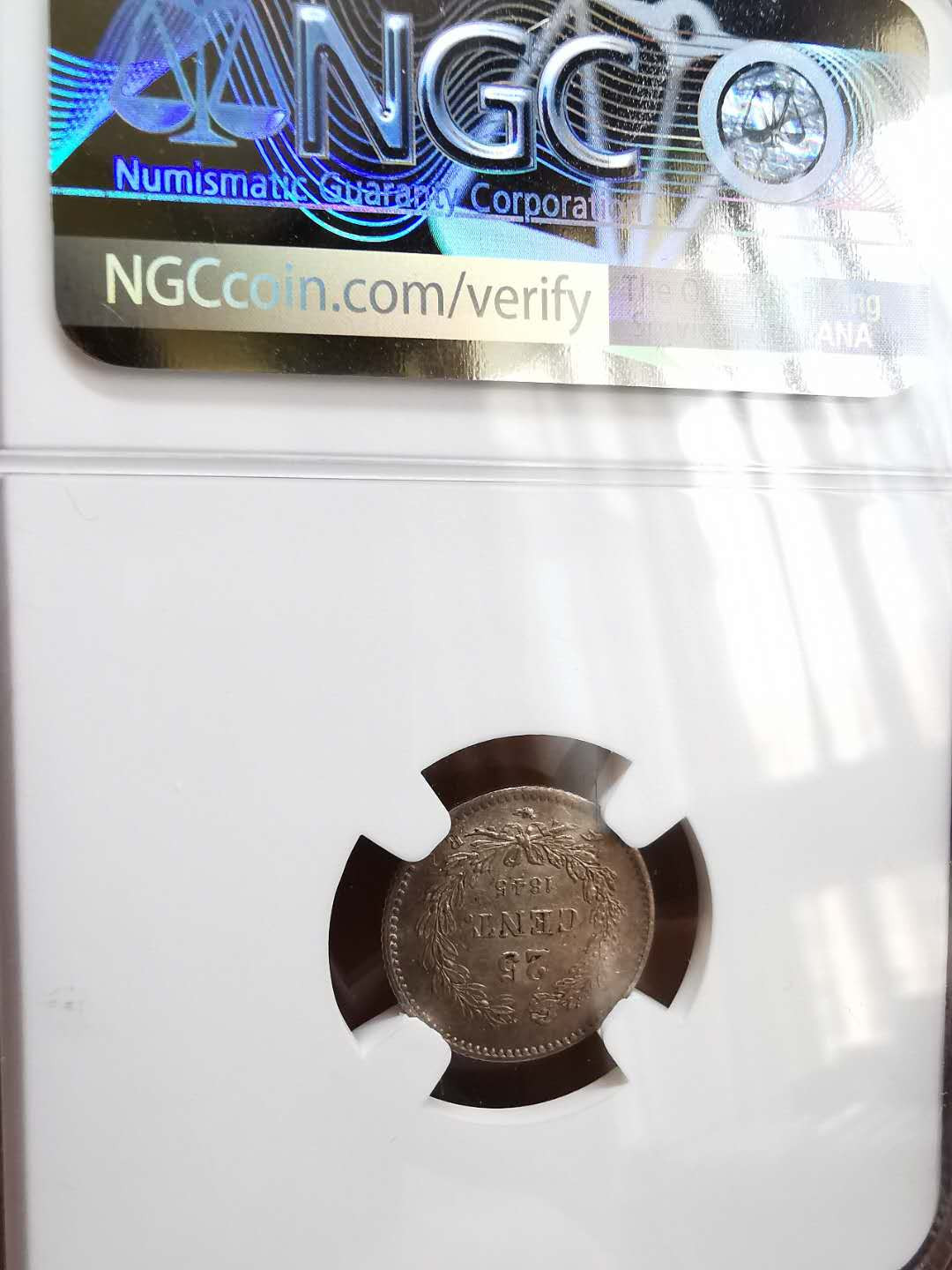 凡希社世界钱币微拍第一百十六期 1845法国路易菲力25生丁NGC-MS61