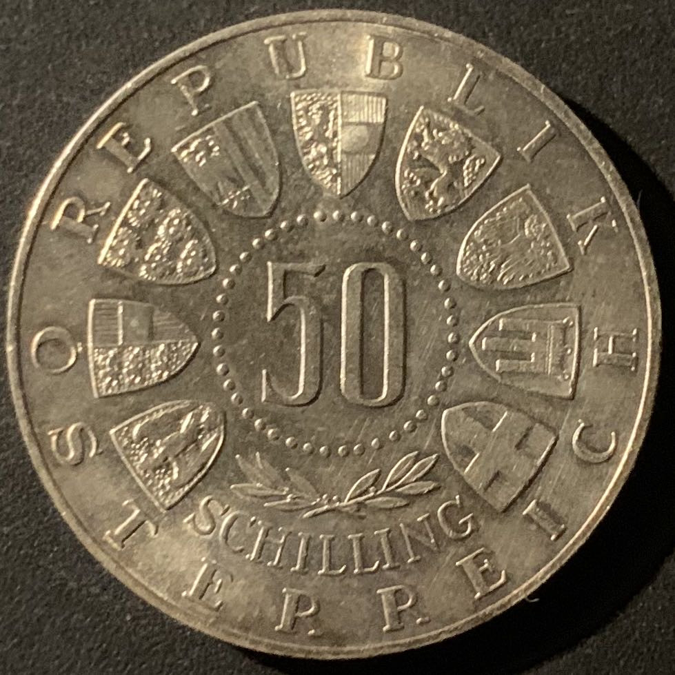 紫瑗钱币—微拍第50期  奥地利 1963年 蒂罗尔联邦600周年 50先令 20克 0.9银