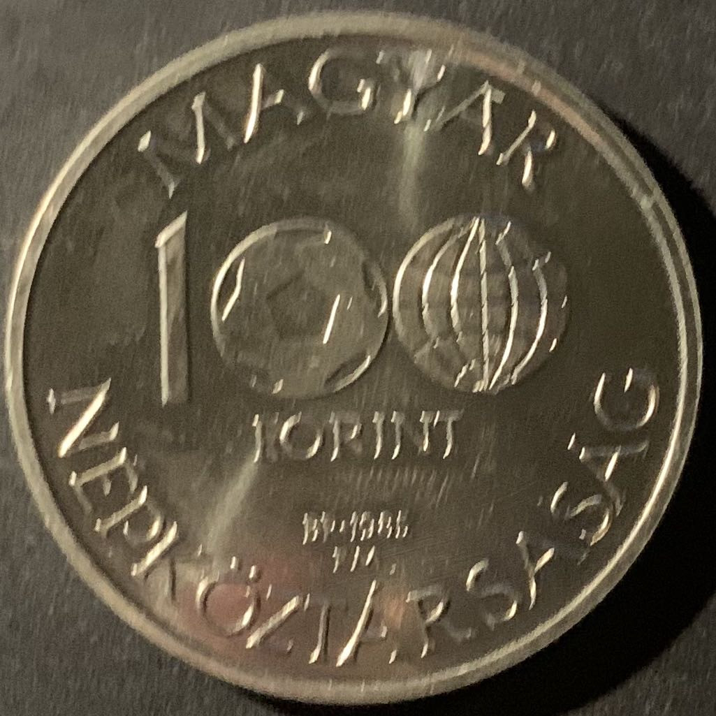 紫瑗钱币—微拍第50期  匈牙利 1985年 86墨西哥世界杯 100福林 镍币