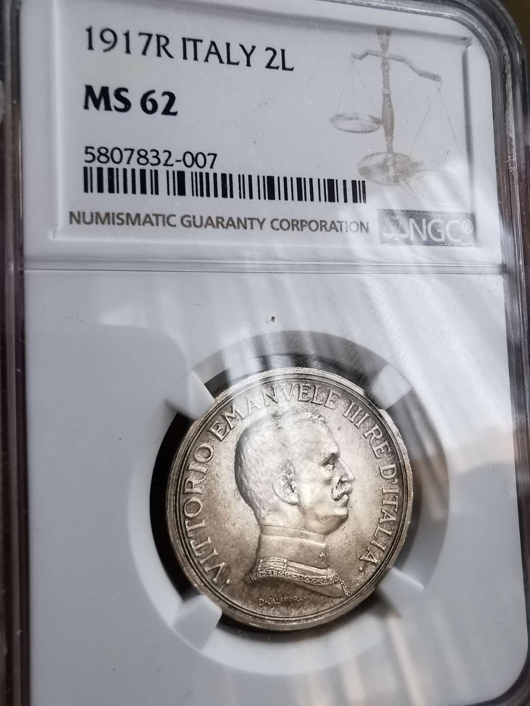凡希社世界钱币微拍第一百十六期 1917意大利马车2里拉银币NGC-MS62