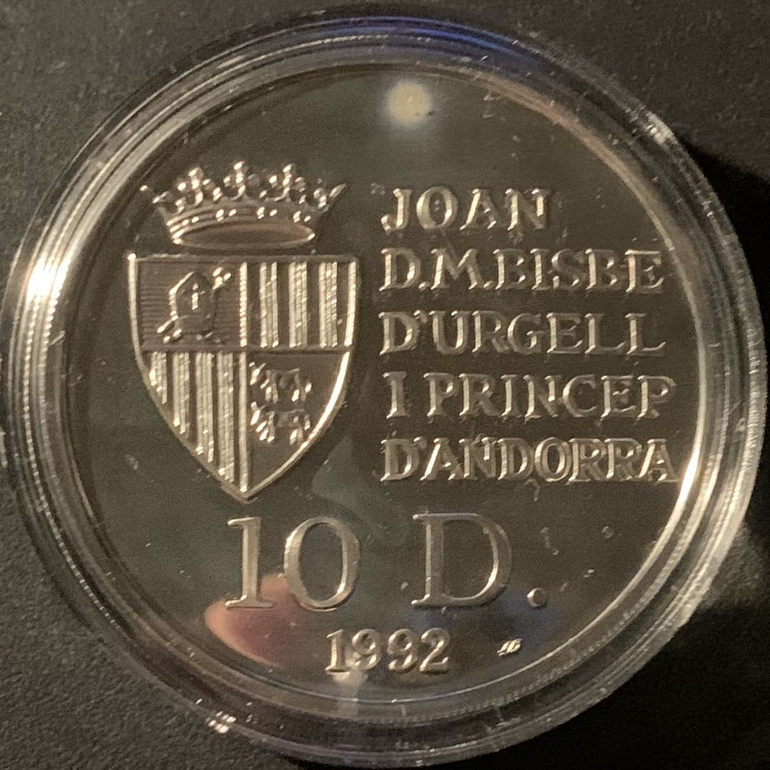 紫瑗钱币—微拍第50期  安道尔 1992年 珍稀野生动物 棕熊 10第纳尔 31.1克 0.925银 精制