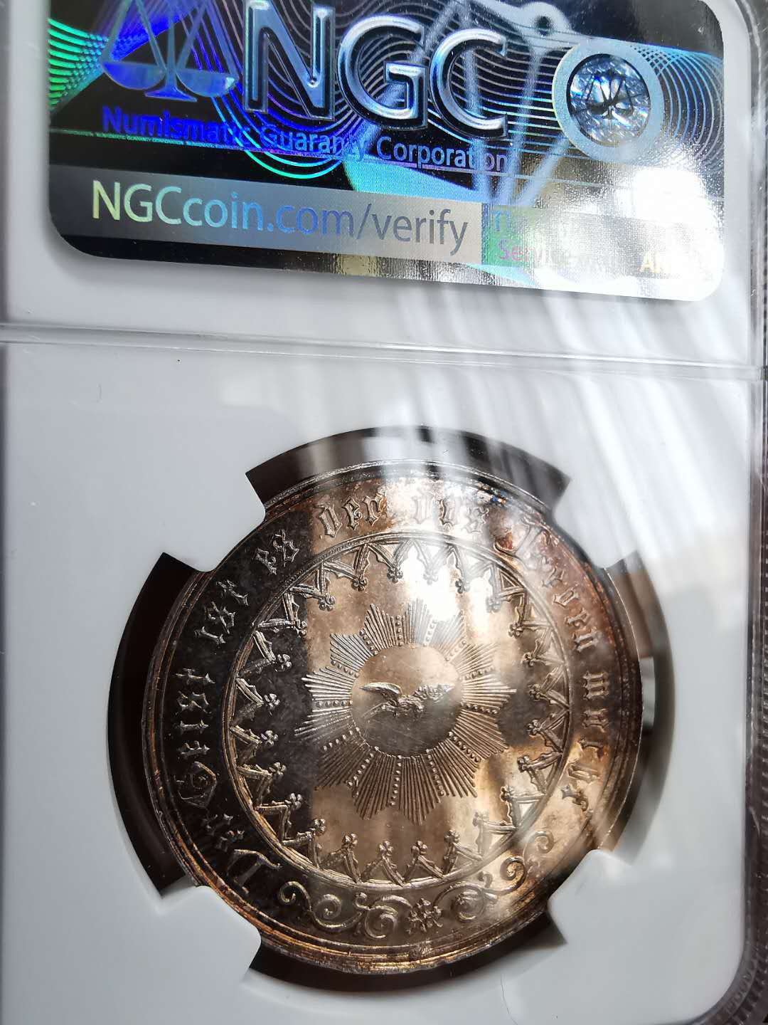 凡希社世界钱币微拍第一百十六期 十九世纪德国基督教洗礼银章NGC-MS62精美