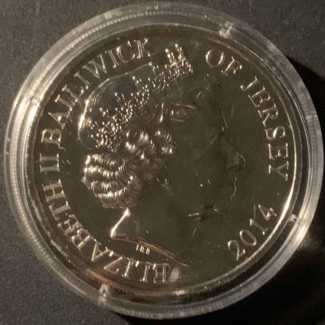 紫瑗钱币—微拍第50期  泽西岛 2014年  诺曼底登陆70周年 5磅 镍币