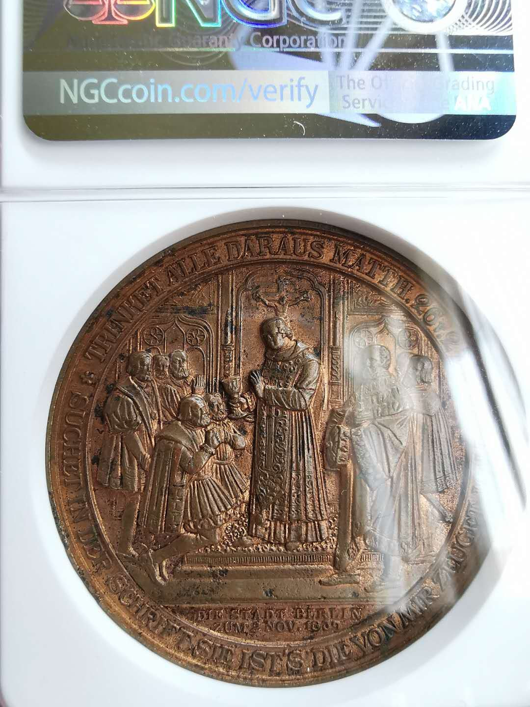 凡希社世界钱币微拍第一百十六期 1839勃兰登堡宗教改革纪念铜章NGC-UNCD
