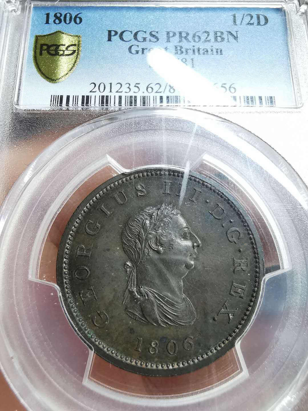 凡希社世界钱币微拍第一百十六期 荐！1806英国乔三1/2便士精铸NGC-PF62SOHO出品！