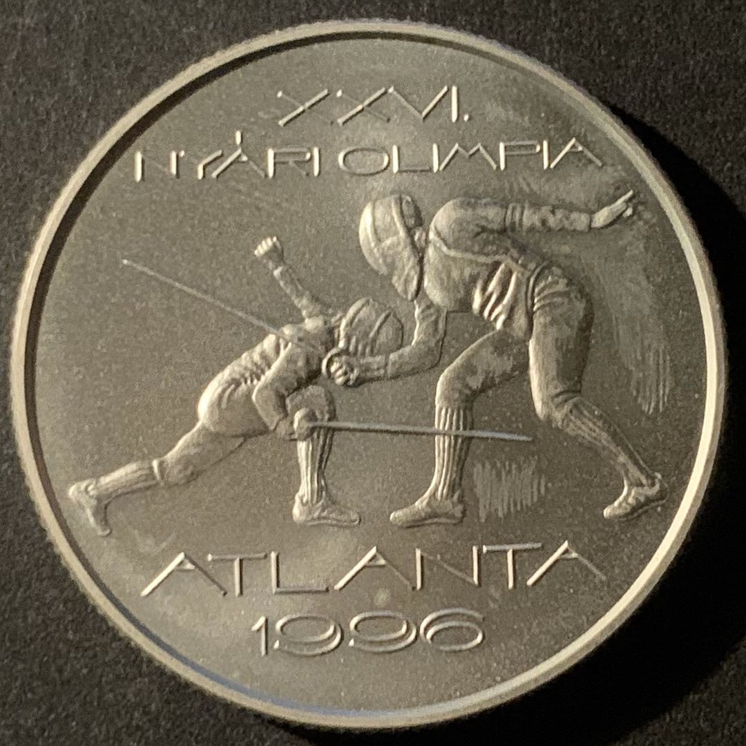 紫瑗钱币—微拍第50期  匈牙利 1995年 击剑比赛 1000福林 31.46克 0.925银