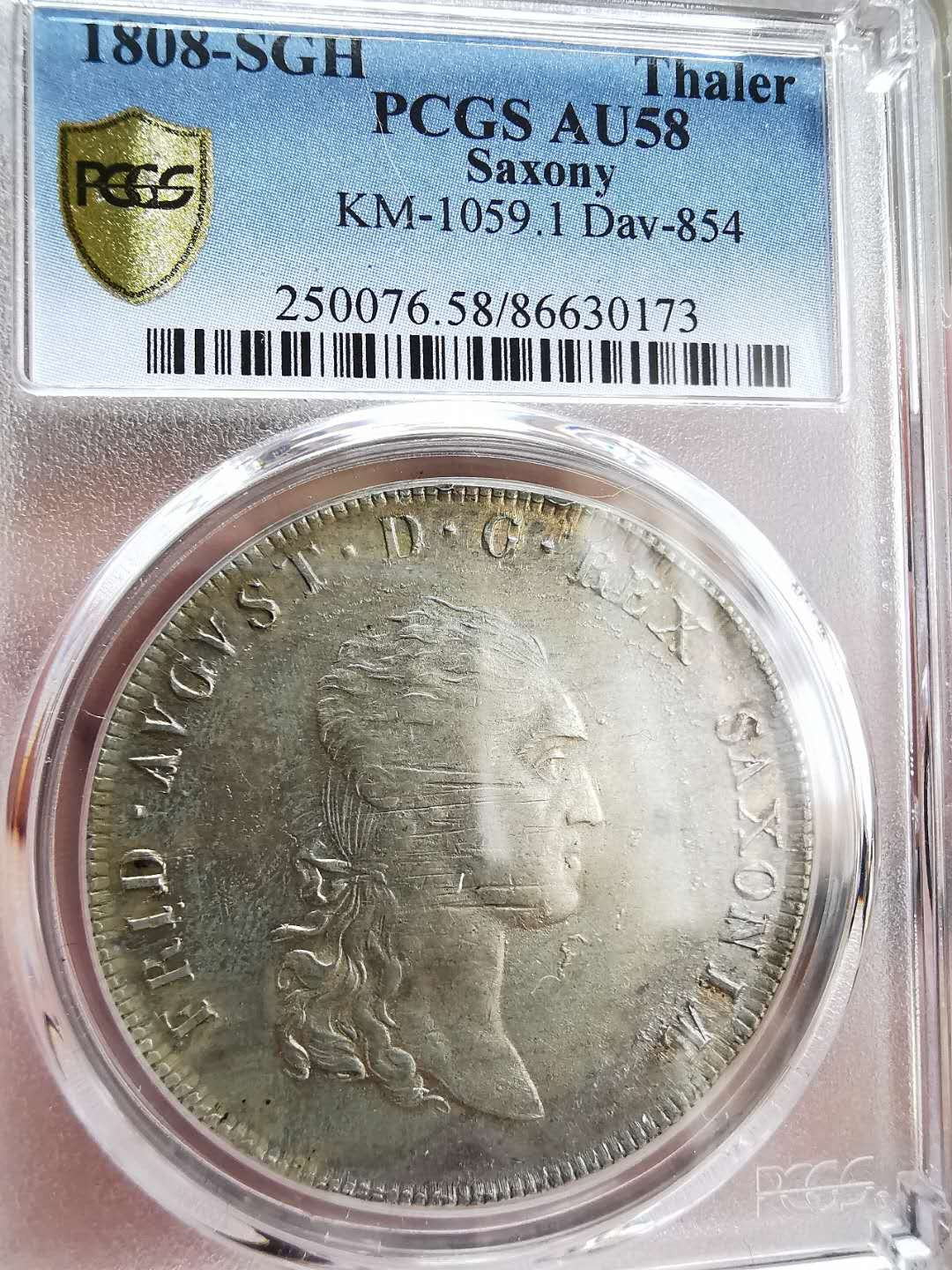 凡希社世界钱币微拍第一百十六期 1808萨克森大型泰勒PCGS-AU58